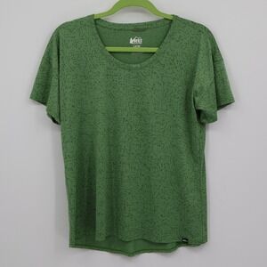 REI Co-op Tee Womens L‎ Green Camping Hiking Outdoors Adventure Gym Athleisure